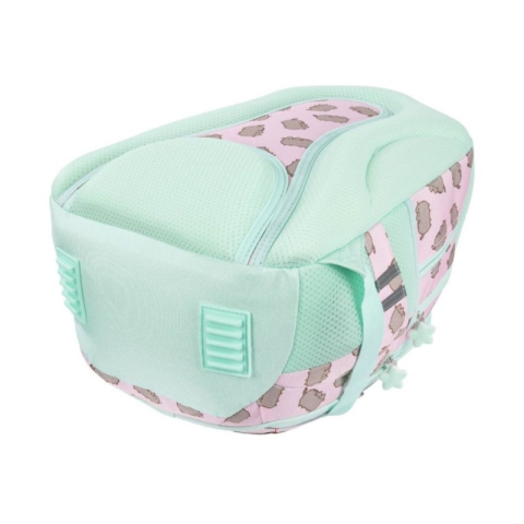Ghiozdan scoala Pusheen, 4 compartimente, verde cu roz, 40x28x18 cm [3]