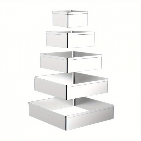 Set forma fursecuri, 5 piese, model patrat,metal,argintiu [1]