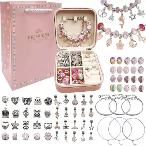 Set creatie bratari pentru fetite cu cutie si punga cadou incluse