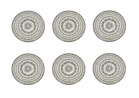 Farfurii - Set 6 farfurii servire din portelan cu design dungi negre
