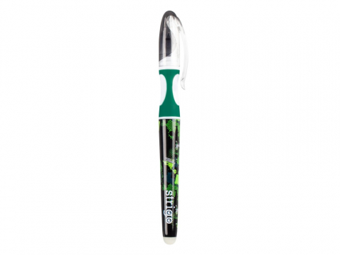 Stilou cu cerneala care se sterge+dispozitiv de curatare penita +2 rezerve cerneala,design verde [1]