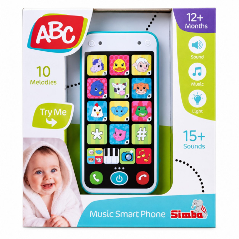 Jucarii de sortat si motricitate - ABC TELEFON INTELIGENT CU MUZICA SI LUMINI BEBE