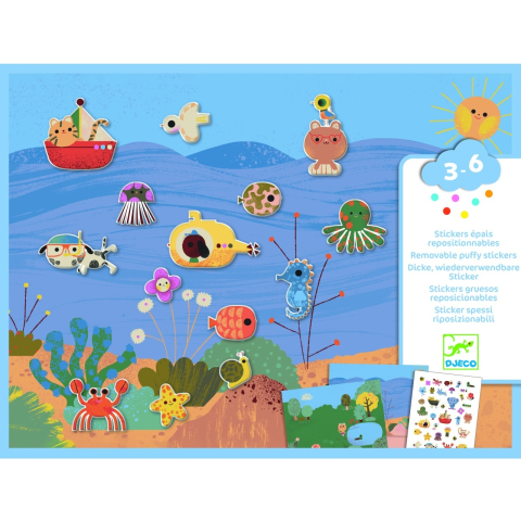 Produse art & craft-Lucru manual - Abtibilduri repozitionabile La mare si la tara, Djeco