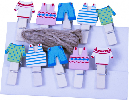Produse art & craft-Lucru manual - Set 10 carlige din lemn cu hainute