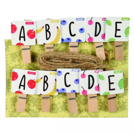 Produse art & craft-Lucru manual - Set 10 carlige din lemn cu litere