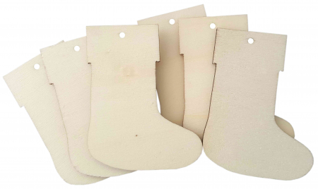 Accesorii art&craft lemn - Accesorii pentru activitati crafts lemn,cizmulita de Craciun,6 bucati/set