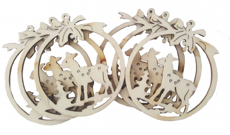 Accesorii art&craft lemn - Accesorii pentru activitati crafts lemn decupat,glob cu caprioara,6 bucati/set