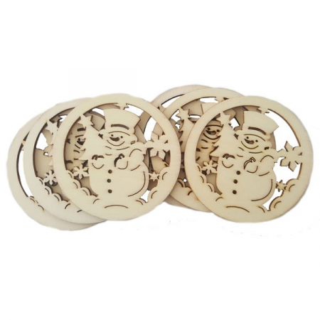 Produse art & craft-Lucru manual - Accesorii pentru activitati crafts lemn decupat,glob cu om de zapada,6 bucati/set
