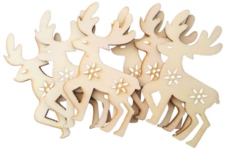 Accesorii art&craft lemn - Accesorii pentru activitati crafts lemn decupat,reni,6 bucati/set