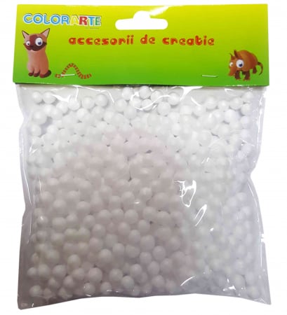 Produse art & craft-Lucru manual - Mini bile albe din polistiren pentru activitati crafts