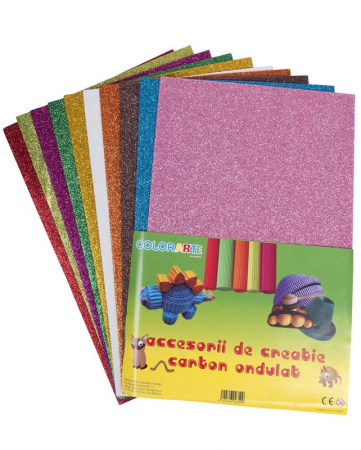 Produse art & craft-Lucru manual - Hartie gumata colorata cu sclipici pentru activitati crafts A4