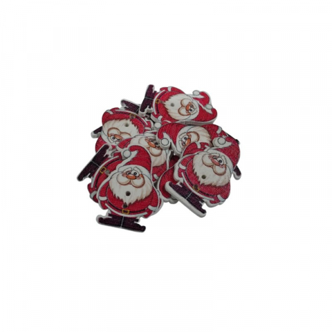 Produse art & craft-Lucru manual - Accesorii creatie nasturi figurine mos craciun,lemn,multicolor,15 bucati/set