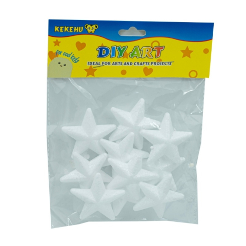 Produse art & craft-Lucru manual - Accesorii creație – stea din polistiren, alb, 5 cm, set 10 bucăți