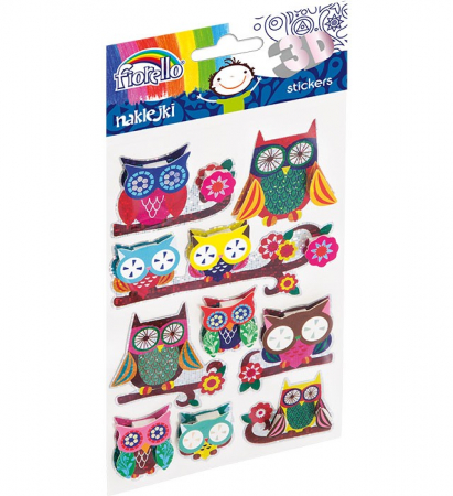 Produse art & craft-Lucru manual - Set stickere 3D -10 bufnite cu sclipici