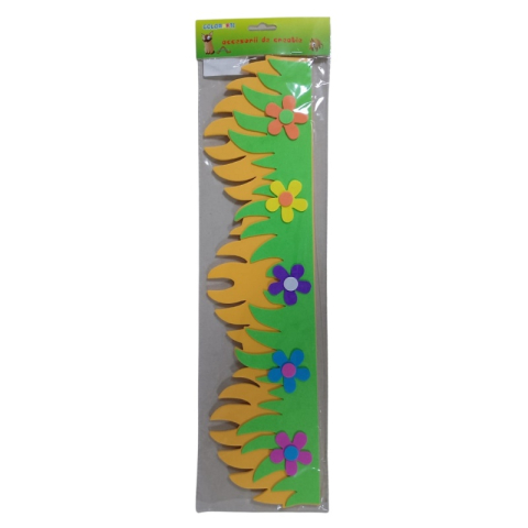Accesorii decorative – hartie gumata iarba cu flori, 3 mm, 50 cm,diverse culori [1]