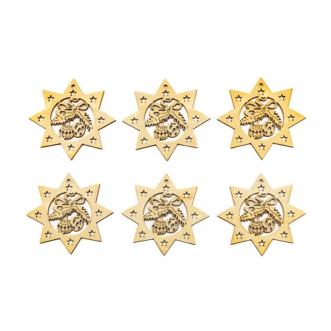 Produse art & craft-Lucru manual - Accesorii pentru activitati crafts lemn decupat,stea cu clopotel,6 bucati/set