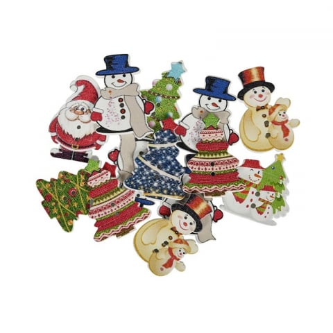 Produse art & craft-Lucru manual - Accesorii pentru activitati crafts,lemn,nasturi motive Craciun,3 cm,15 bucati/set