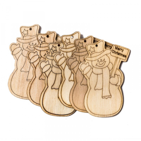 Produse art & craft-Lucru manual - Accesorii pentru activitati crafts lemn,om de zapada,6 bucati/set