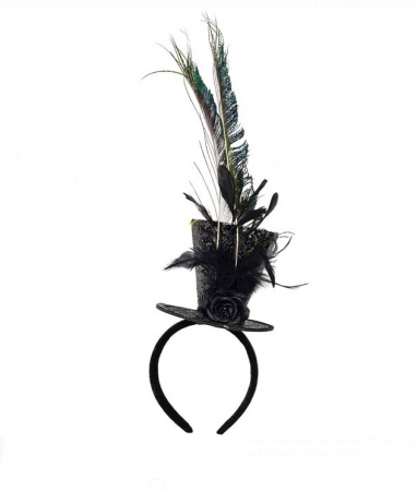 Articole Halloween - Accesoriu tip bentita cu palarie si trandafir pentru copii