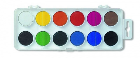 Acuarele, Tempera si Pensule - Paleta de acuarele-12 nuante radiante pentru pictat