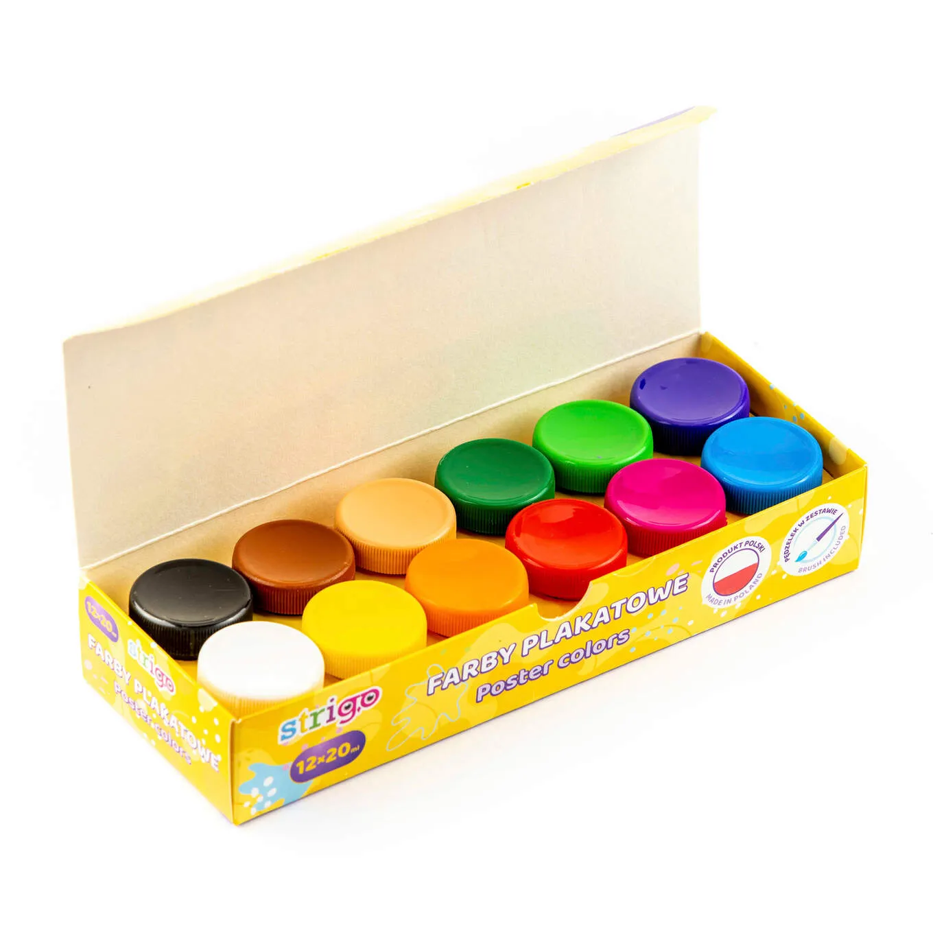 Acuarele Guase Strigo cu pensula inclusa, 12 culori x 20 ml [2]