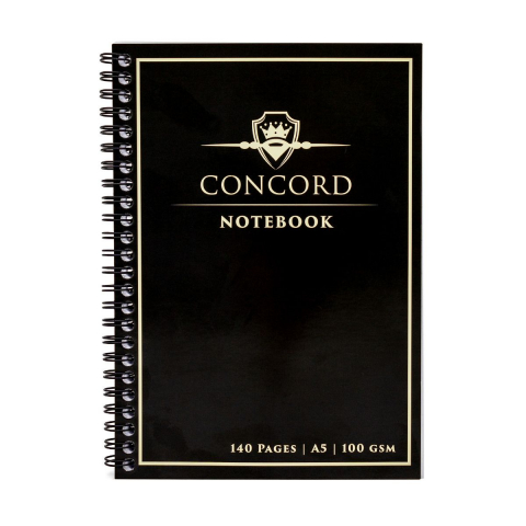 Papetarie & Birotica - Agenda Pukka Pad Concord A5 cu spirala, 140 pagini, hartie Premium 100 gsm, cu microperforatii, negru