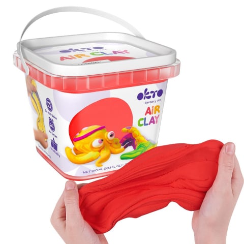 Produse art & craft-Lucru manual - Air Clay pentru modelaj, 200g, Okto - Rosu