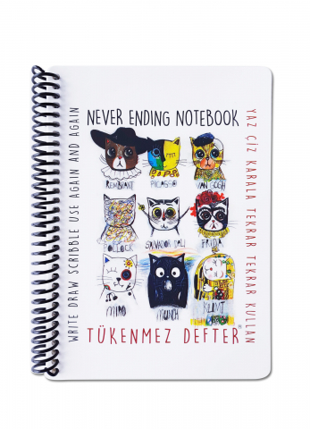 Strigo - Album de schițe reutilizabil de colorat 13×16 cm, 20 pagini – model Pisici