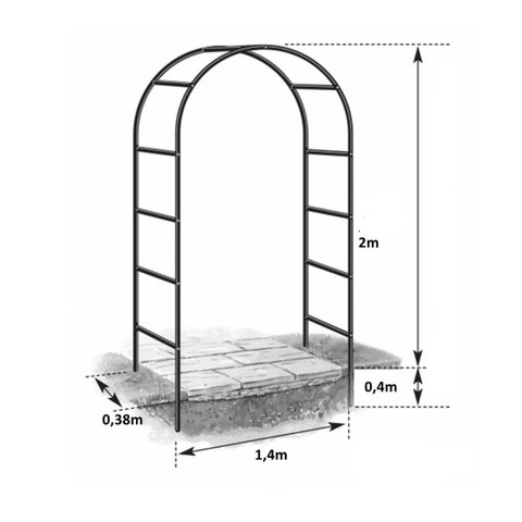 Arcada metalica pentru trandafiri, negru, 240x140x38 cm [2]