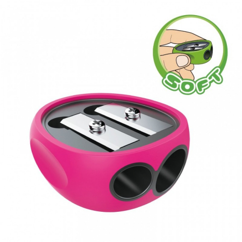 Papetarie & Birotica - Ascutitoare dubla cu 2 orificii si grip moale,plastic,diverse culori