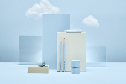 Ascuțitoare triplă Faber-Castell Grip 2001 bleu sky, cu container [2]