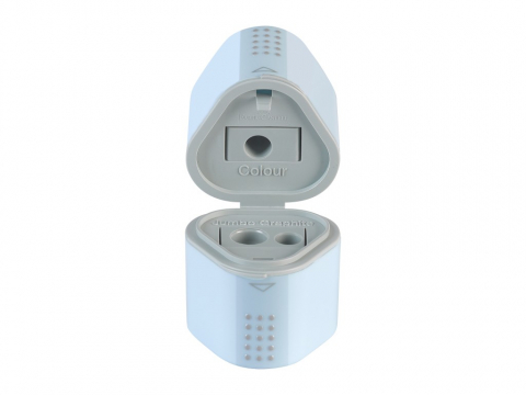 Ascuțitoare triplă Faber-Castell Grip 2001 bleu sky, cu container [1]