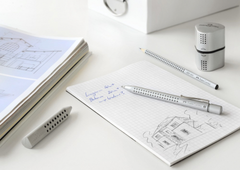 Ascuțitoare triplă Faber-Castell Grip 2001 gri, cu container [5]