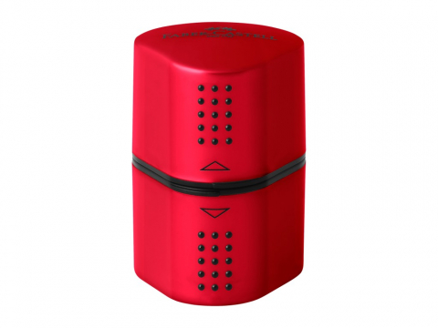 Ascuțitoare triplă Faber-Castell Grip 2001 roșie/albastră,plastic, cu container [0]