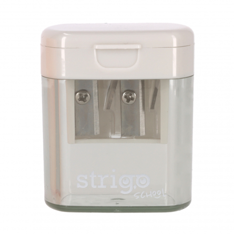 Ascuțitoare Strigo cu 2 orificii, capac și recipient – culori diverse [1]