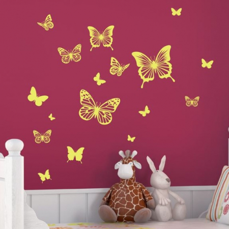 Decoratiuni - Autocolant fosforescent cu fluturi AMA