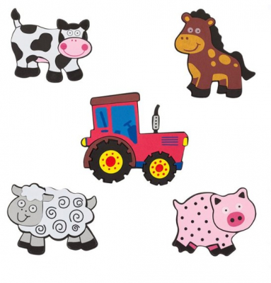 Decoratiuni Camera copilului - Autocolante decorative pentru perete din material moale din spuma cu animale de la ferma si tractor