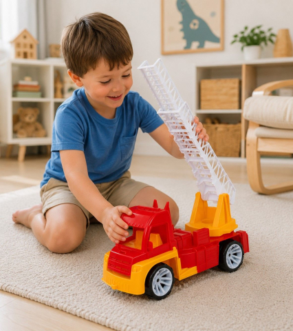 AUTOSPECIALA POMPIERI CU SCARA PORTOCALIU ROSU 46CM [4]