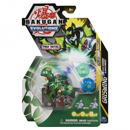 Jocuri si articole copii - Bakugan Platinum Powerup S4 - Griswing Nano Shadow și Nano Lancer