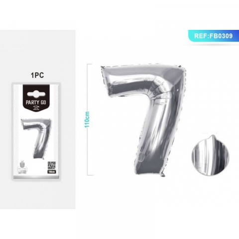 Articole pentru Petrecere - Balon Aniversar PartyGo Cifra 7, 40cm, Argintiu
