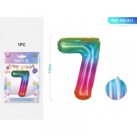 Articole pentru Petrecere - Balon Aniversar PartyGo Cifra 7, 40cm, Curcubeu
