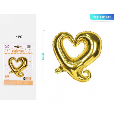 Articole pentru Petrecere - Balon din Folie PartyGo Inimă, 45cm, Auriu
