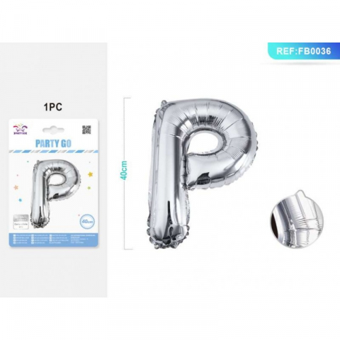 Articole pentru Petrecere - Balon din Folie PartyGo Litera P, 40cm, Argintiu