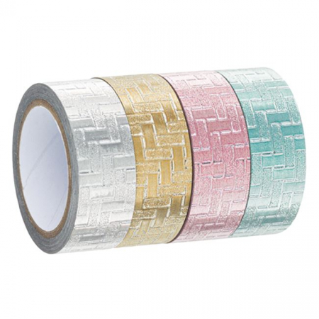 Produse art & craft-Lucru manual - Banda adeziva in culori metalizate pentru activitati crafts-4  bucati