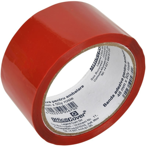 Produse art & craft-Lucru manual - Bandă adezivă Office Cover pentru ambalare, 48 mm x 50 yarzi, roșie