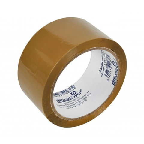 Dispenser banda adeziva - Bandă adezivă Office Cover pentru ambalare, 48 mm x 66 yarzi, maro, acrilică