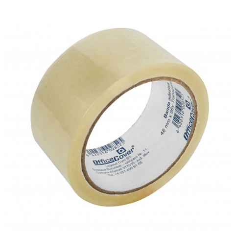 Dispenser banda adeziva - Bandă adezivă Office Cover pentru ambalare, 48 mm x 66 yarzi, transparentă, acrilică