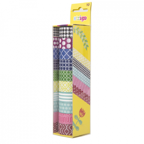 Produse art & craft-Lucru manual - Banda adeziva pentru activitati crafts cu model, 10 role/set, 5 metri
