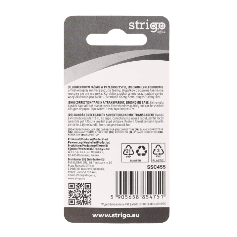 Bandă corectoare Strigo alb, 5 mm x 6 m [3]