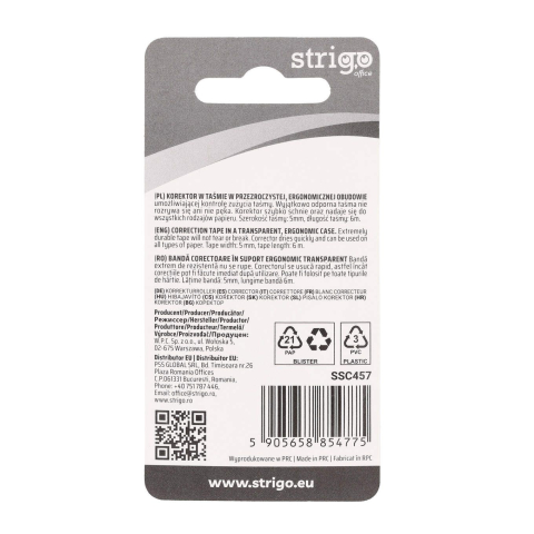 Bandă corectoare Strigo roz, 5 mm x 6 m [2]